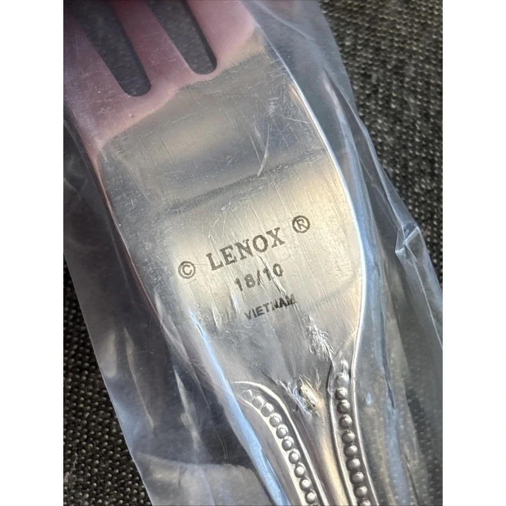 NEW Lenox BEAD‎ Stainless Flatware 4X Cocktail FORKS Plume Tip Beaded 18/10